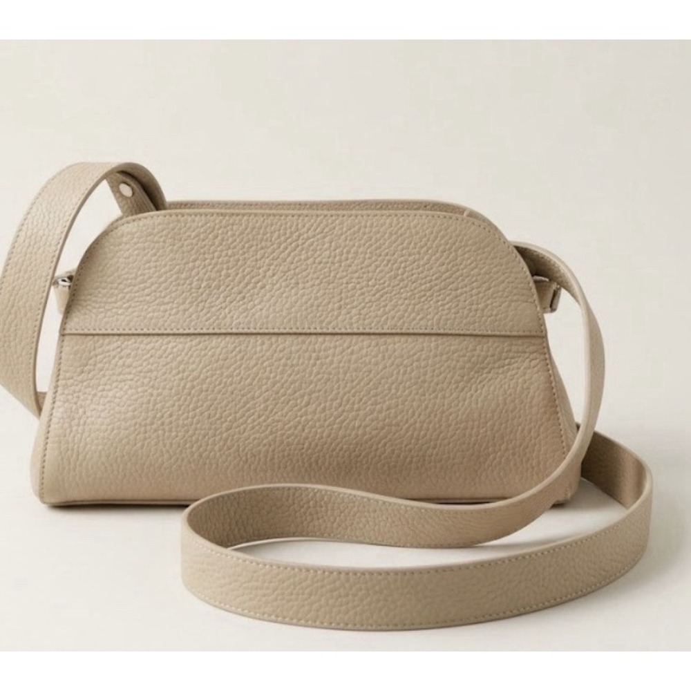 NEW Anna Paola Italian Leather Handbag Ivory/latte Shoulder Bag Removable Strap